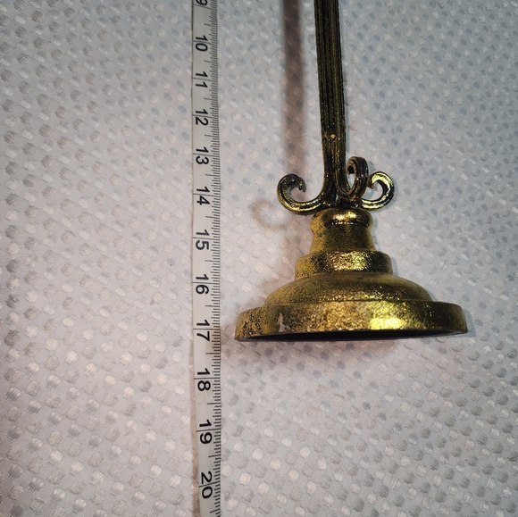 HURRICANE TALL 17" GOLDTONE CANDLESTICK CANDLE OR TEALIGHT HOLDER. HEAVY - Picture 3 of 12